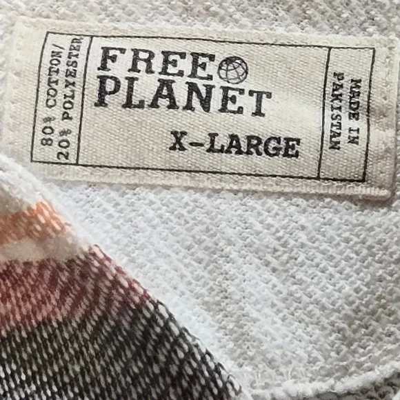 Free Planet striped baja hoodie "drug rug" Mexican-style pullover XL Multicolor - Picture 5 of 10
